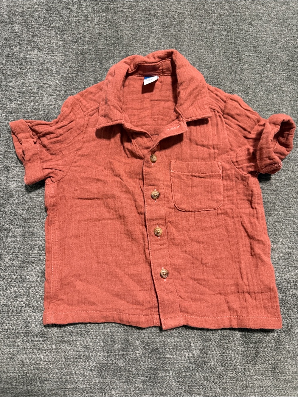 Old Navy Kids Button-Front Short Sleeve Shirt - Rust Orange